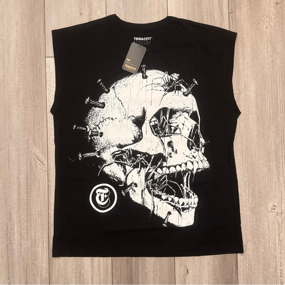 Tenaciti Studios Skull Muscle Tee XL Blk Call Out Racist Streetwear NWT